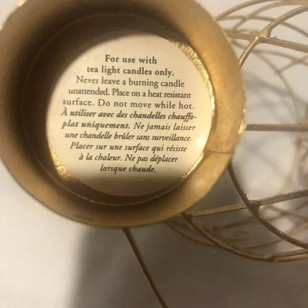 Gold Tone Metal Wire Angel Figurine Tea Light Candle Holders.         F1